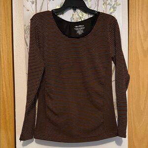 Bella Seamless Black and Brown Striped Long Sleeve Top